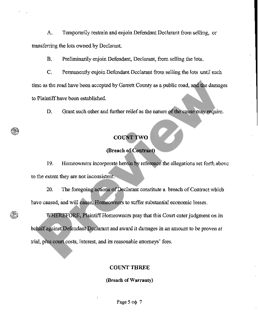 Get A01 Verified Complaint for Injunctive and Declaratory Relief and for Compensatory Damages by Homeowner's Association Preview A01 Verified Complaint for Injunctive and Declaratory Relief and for Compensatory Damages by Homeowner's Association