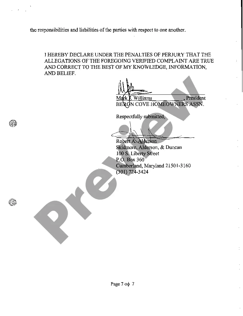 Get A01 Verified Complaint for Injunctive and Declaratory Relief and for Compensatory Damages by Homeowner's Association Preview A01 Verified Complaint for Injunctive and Declaratory Relief and for Compensatory Damages by Homeowner's Association