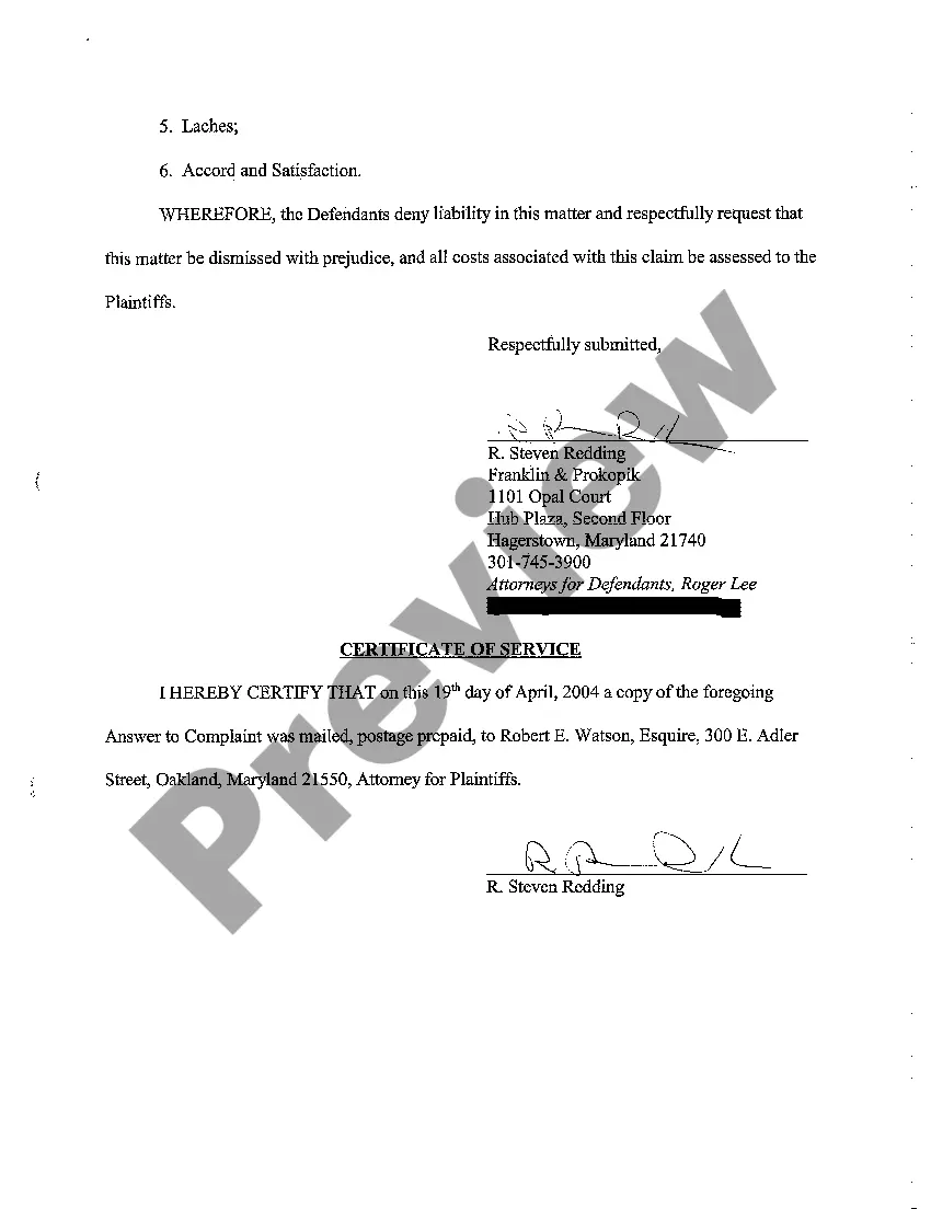 Get A05 Answer to Complaint Preview A05 Answer to Complaint