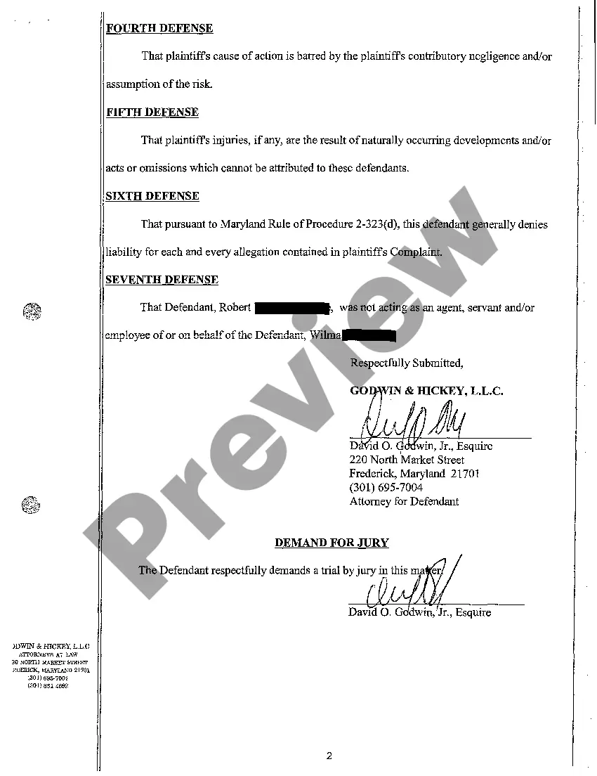 Preview A02 Answer to Complaint