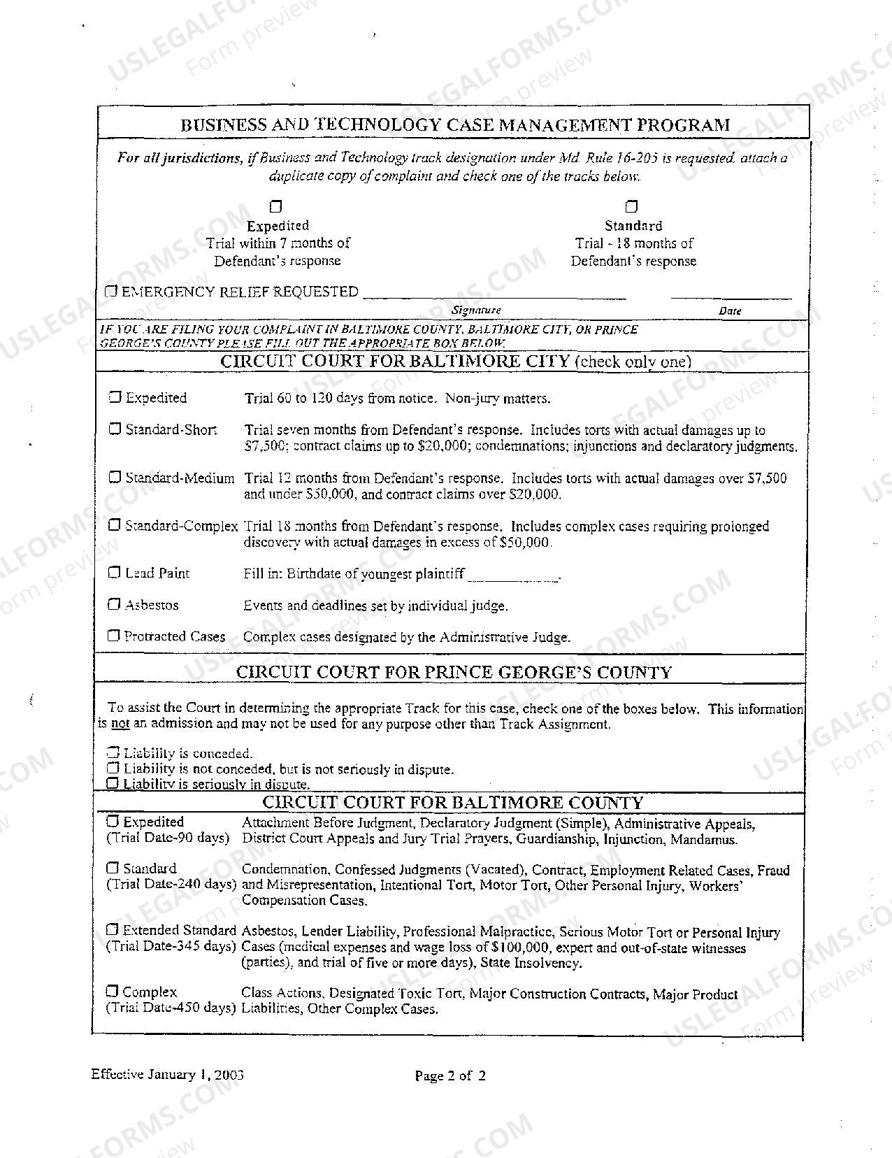 Maryland Civil NonDomestic Case Information Report US Legal Forms