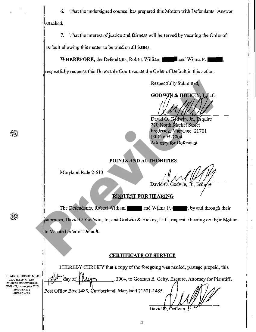 Get A10 Motion to Vacate Order of Default by Defendants Preview A10 Motion to Vacate Order of Default by Defendants