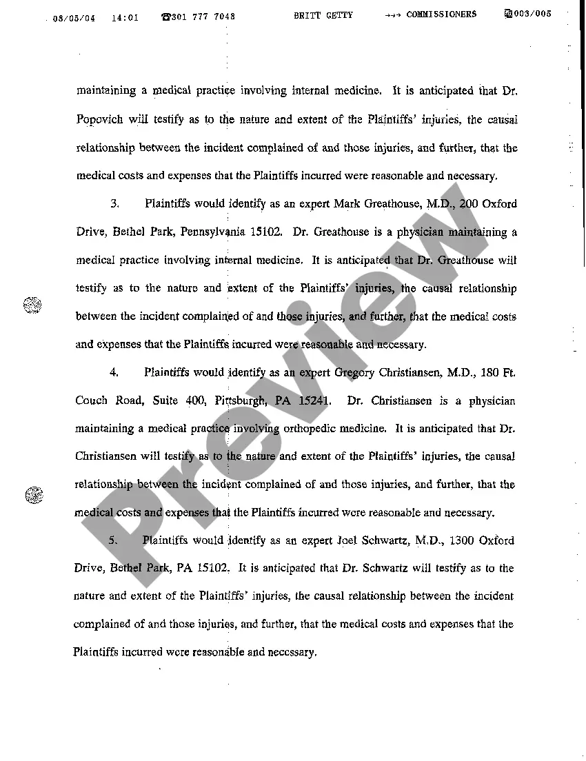 Preview A09 Plaintiffs' Expert Designation