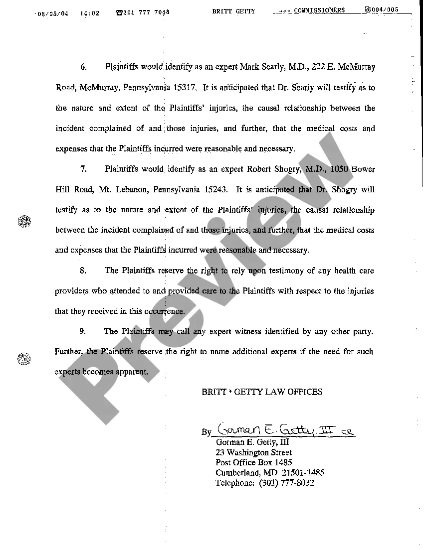 Preview A09 Plaintiffs' Expert Designation