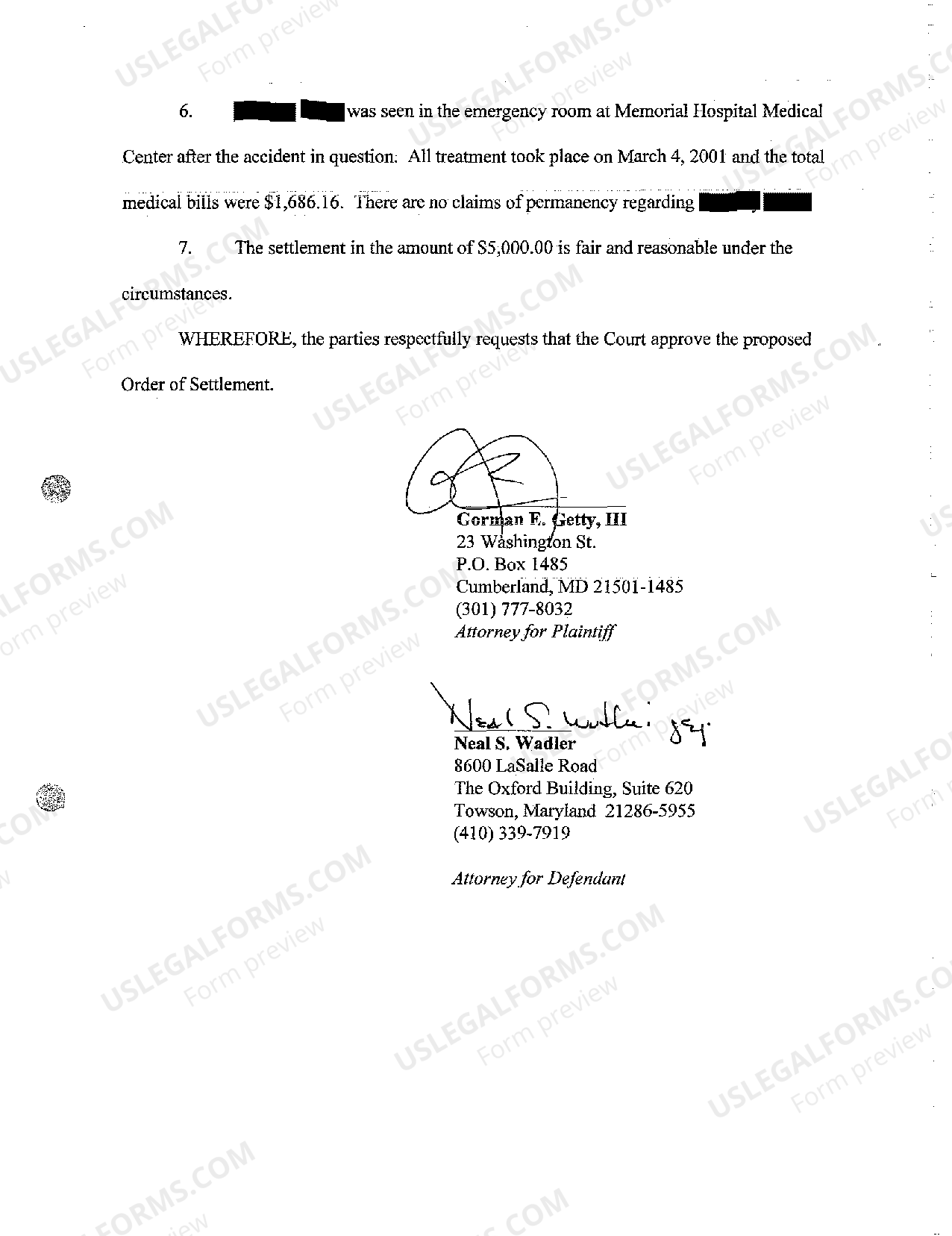 Maryland Motion to Approve Minor Settlement US Legal Forms