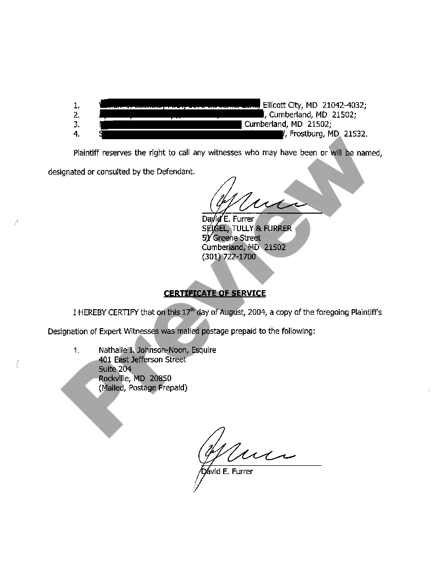 Preview A10 Plaintiff's Explanation of Expert Witnesses