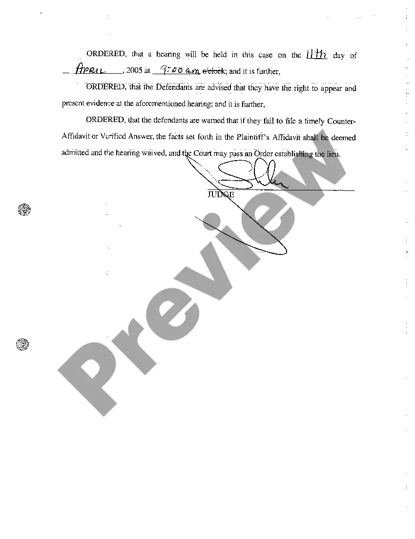 Preview A09 Show Cause Order of Why Lien Should Not Attach