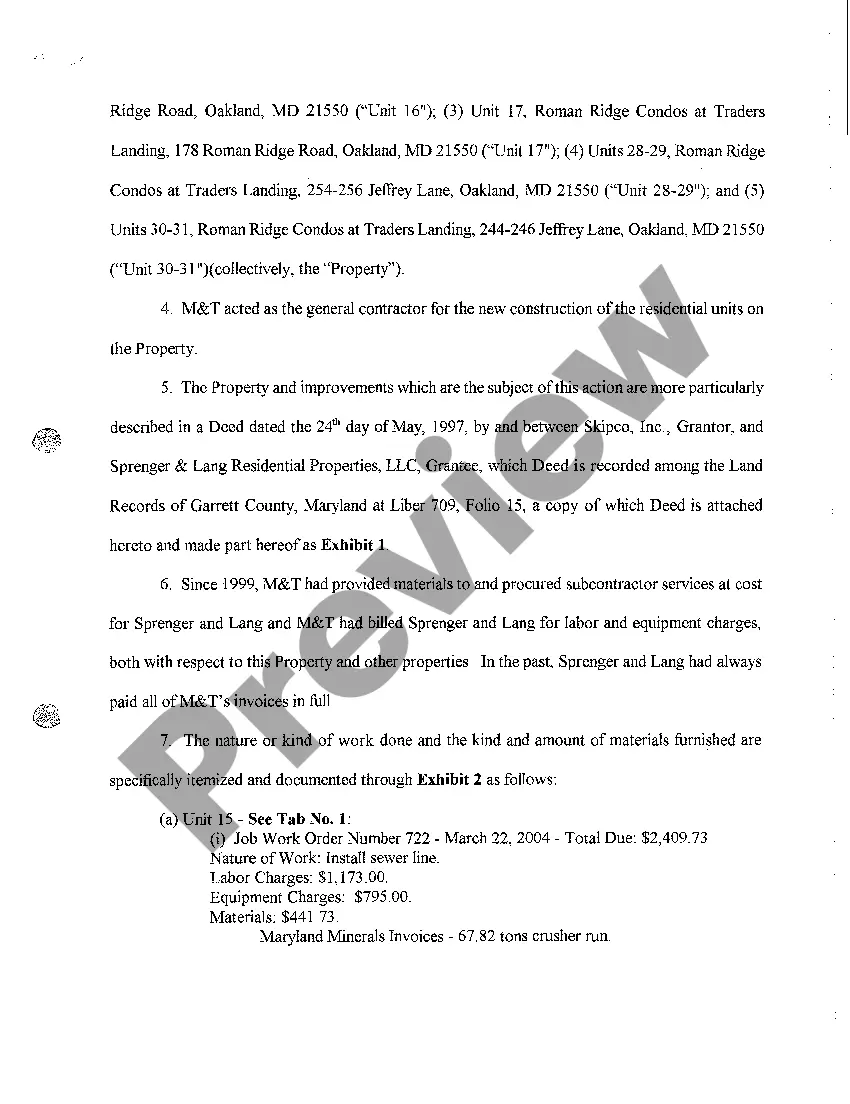 Preview A01 Petition to Establish and Enforce Mechanics' Lien