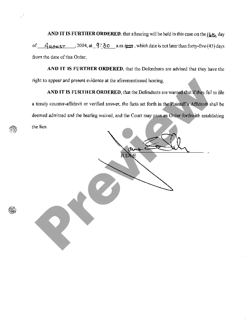 Preview A03 Show Cause Order Why the Lien Should Not be Attached