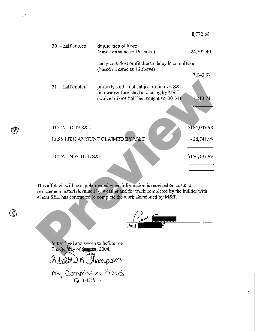 Preview A06 Affidavit of Defendant's President in Opposition to Mechanic's Lien