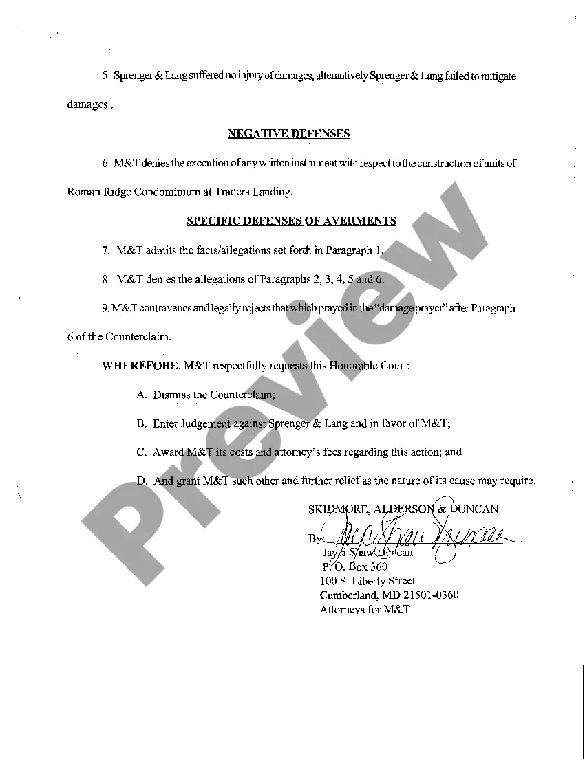 Preview A15 Answer to Counterclaim