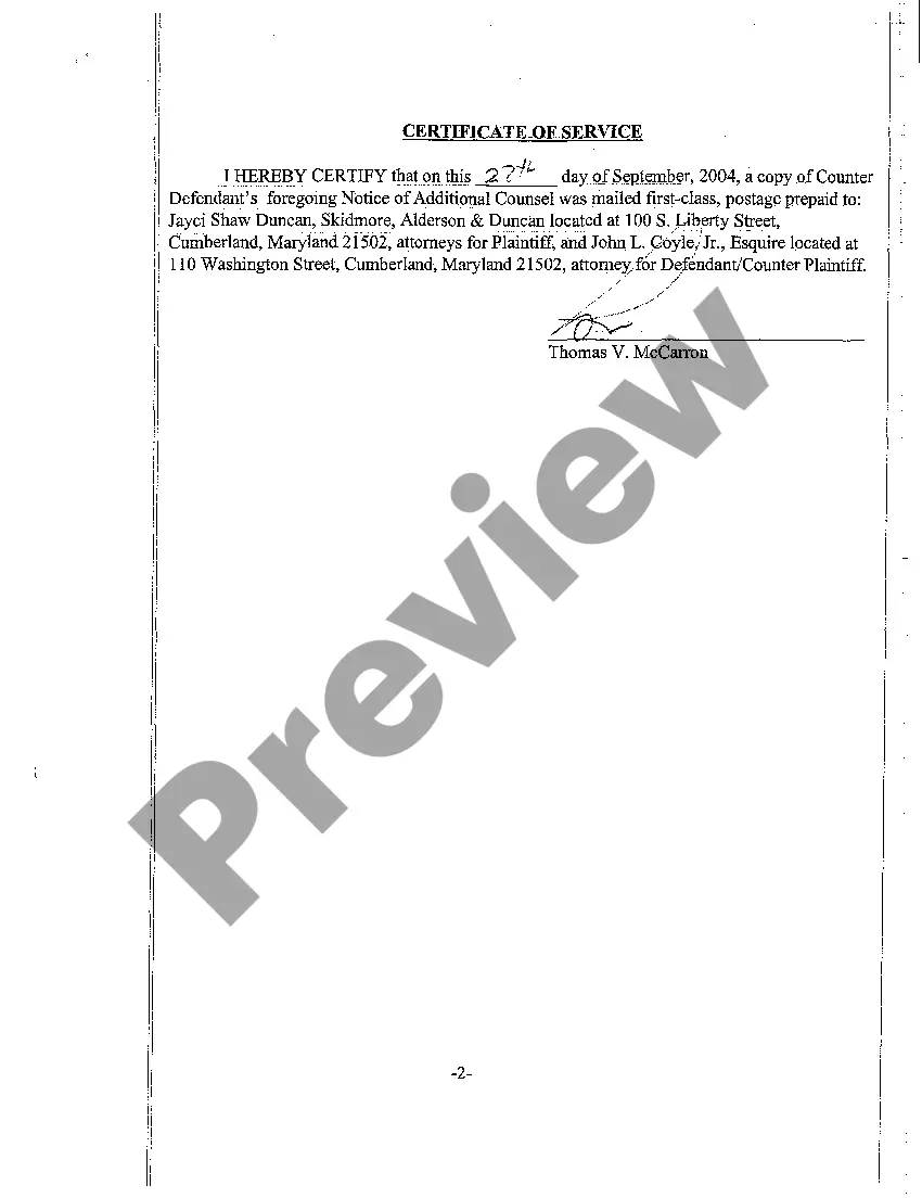 Preview A16 Notice of Additional Counsel