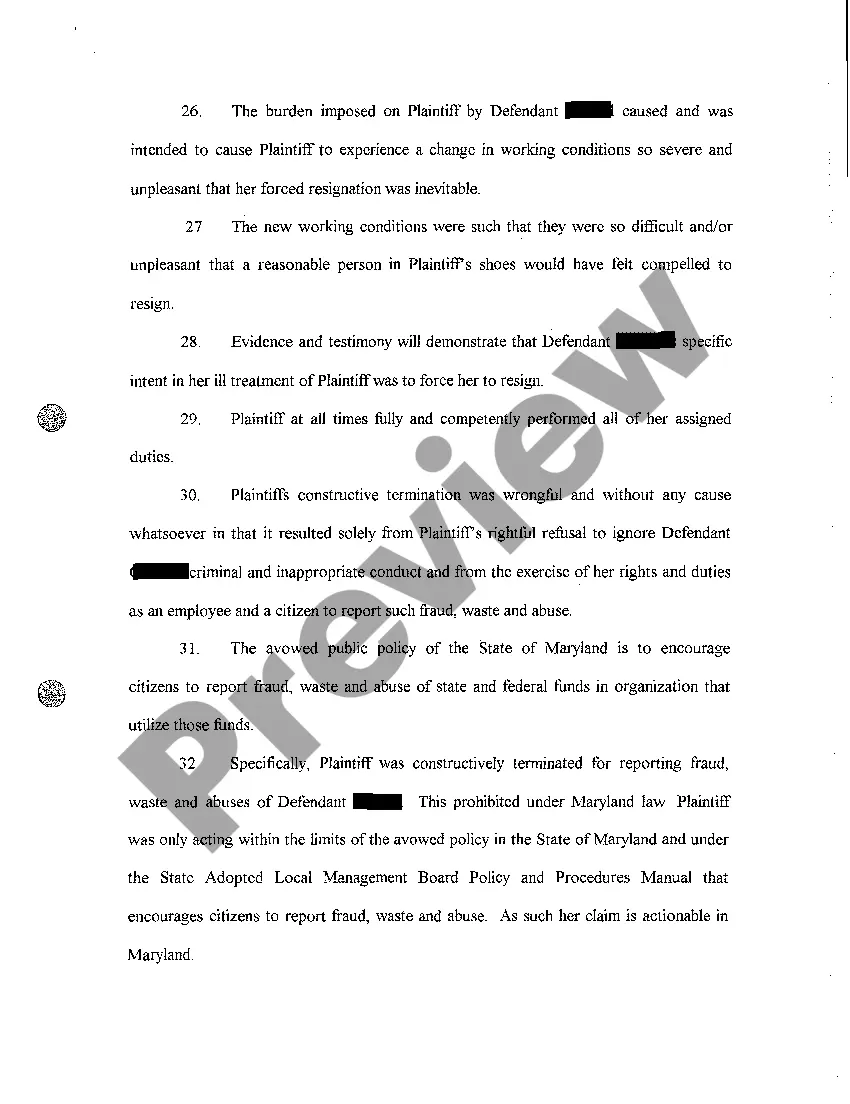 Get A01 Complaint Wrongful Discharge, Intentional Infliction of Emotional Distress, Respondeat Superior, and Negligent Hiring, Retention, Supervision Preview A01 Complaint Wrongful Discharge, Intentional Infliction of Emotional Distress, Respondeat Superior, and Negligent Hiring, Retention, Supervision