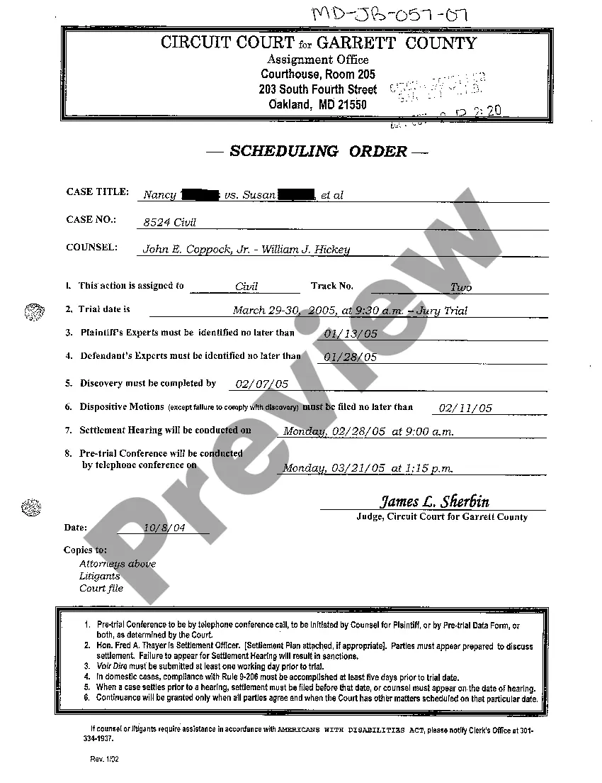 Preview A07 Scheduling Order