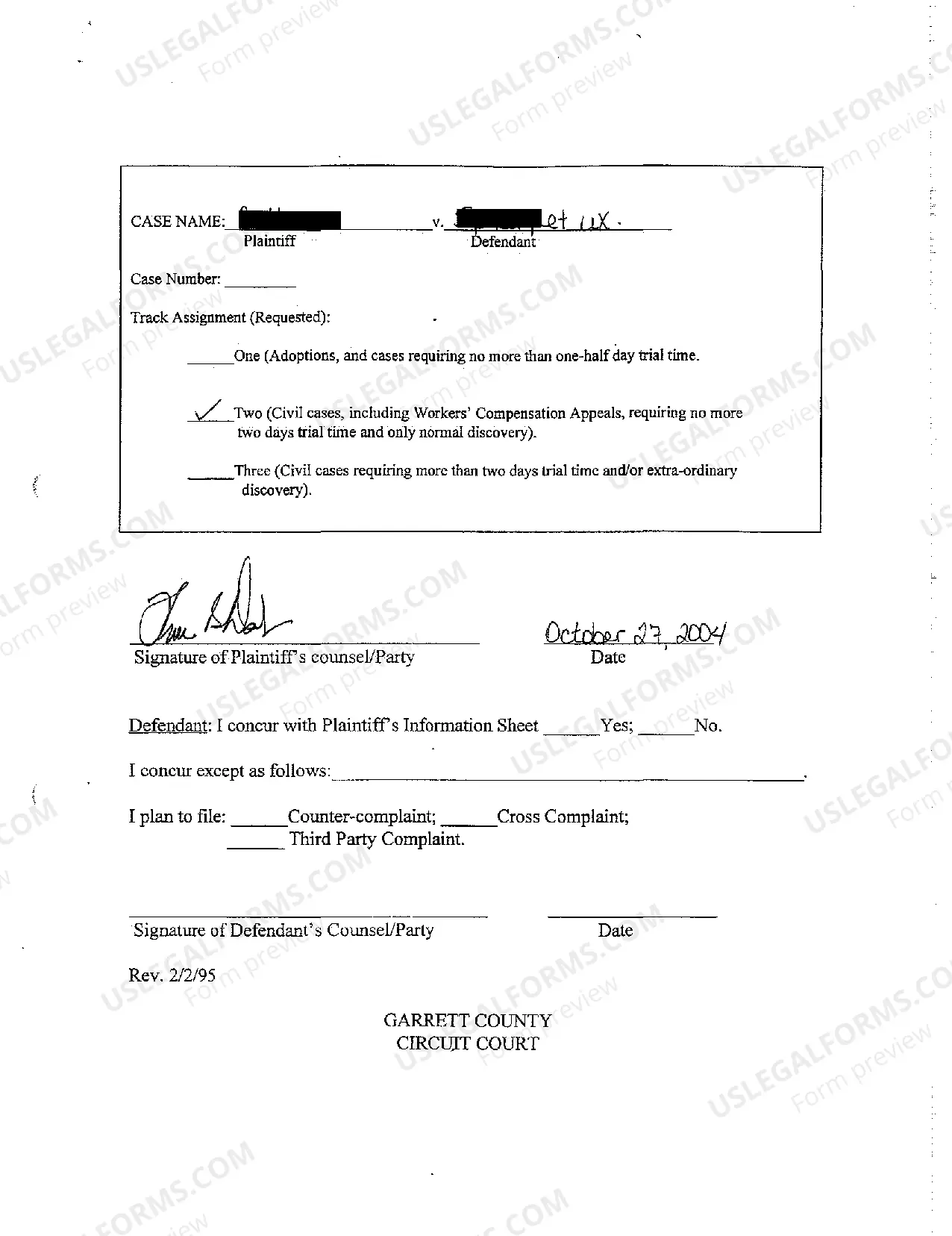 Preview A04 Civil Non-Domestic Case Information Report