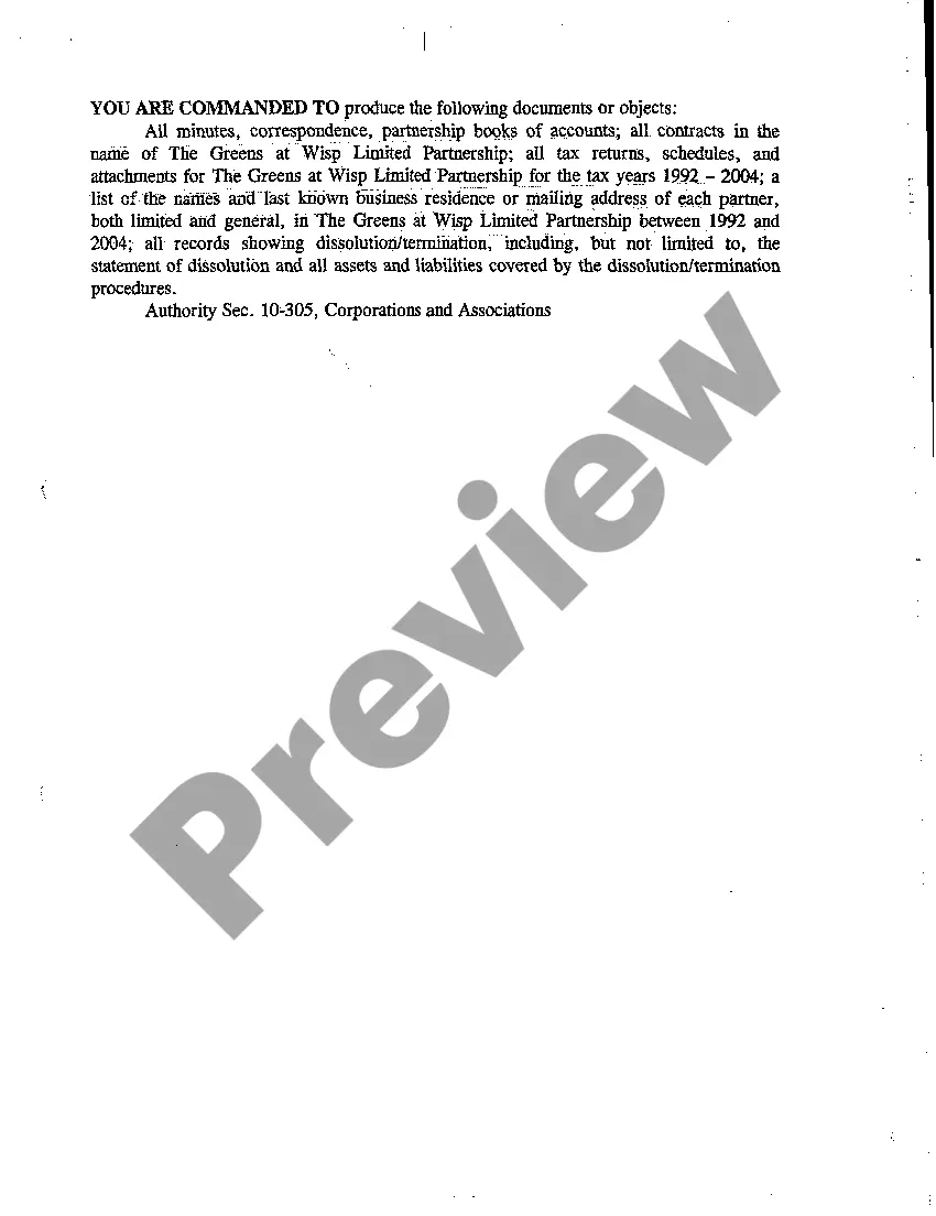 Preview A07 Subpoena Duces Tecum