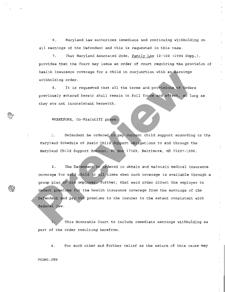 Preview A01 Complaint Child Support Claimed by Sister Raising Sibling