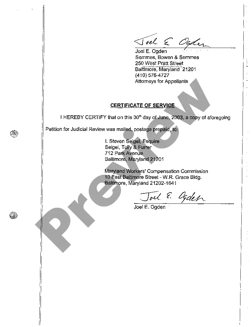 Preview A01 Petition for Judicial Review of Suit Involving Maryland Workers' Compensation Commission