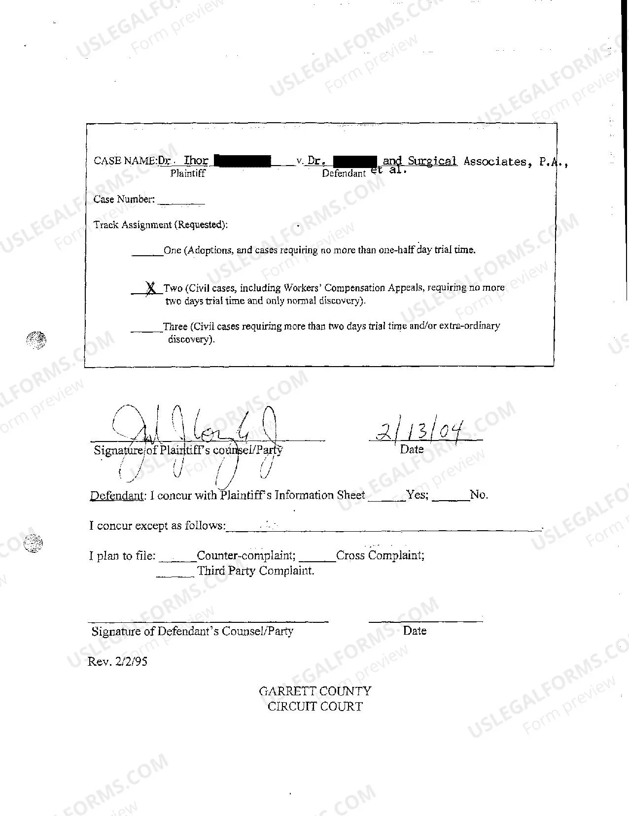 Preview A02 Civil Non-Domestic Case Information Report