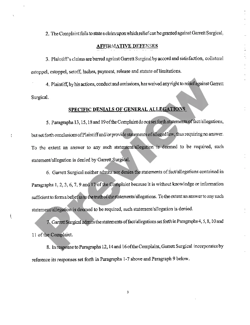 Preview A03 Answer to Complaint and Crossclaim