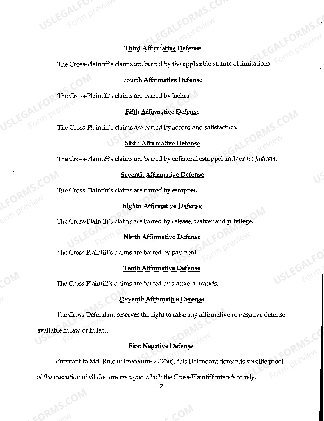 Preview A05 Answer to Crossclaim