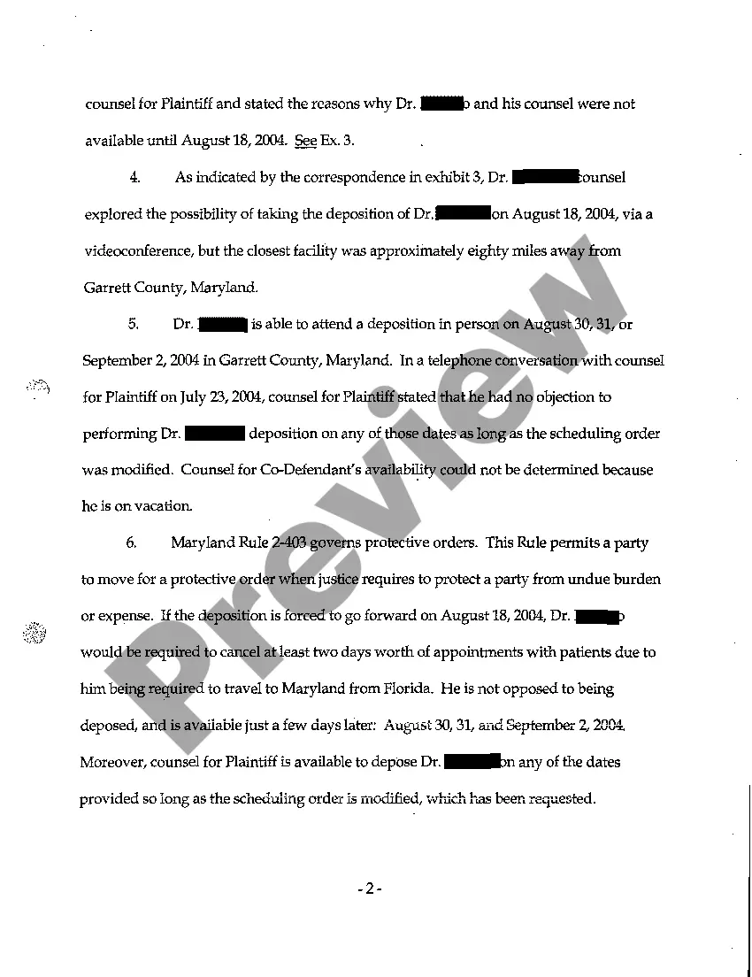 Preview A07 Defendant's Motion for Protective Order and Memorandum of Law in Support