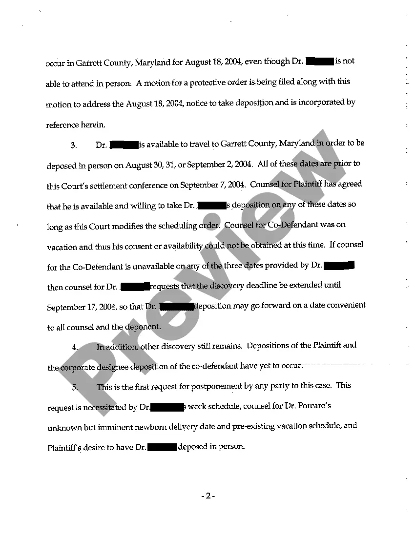 Preview A10 Defendant's Motion to Modify the Scheduling Order and Memorandum of Law in Support