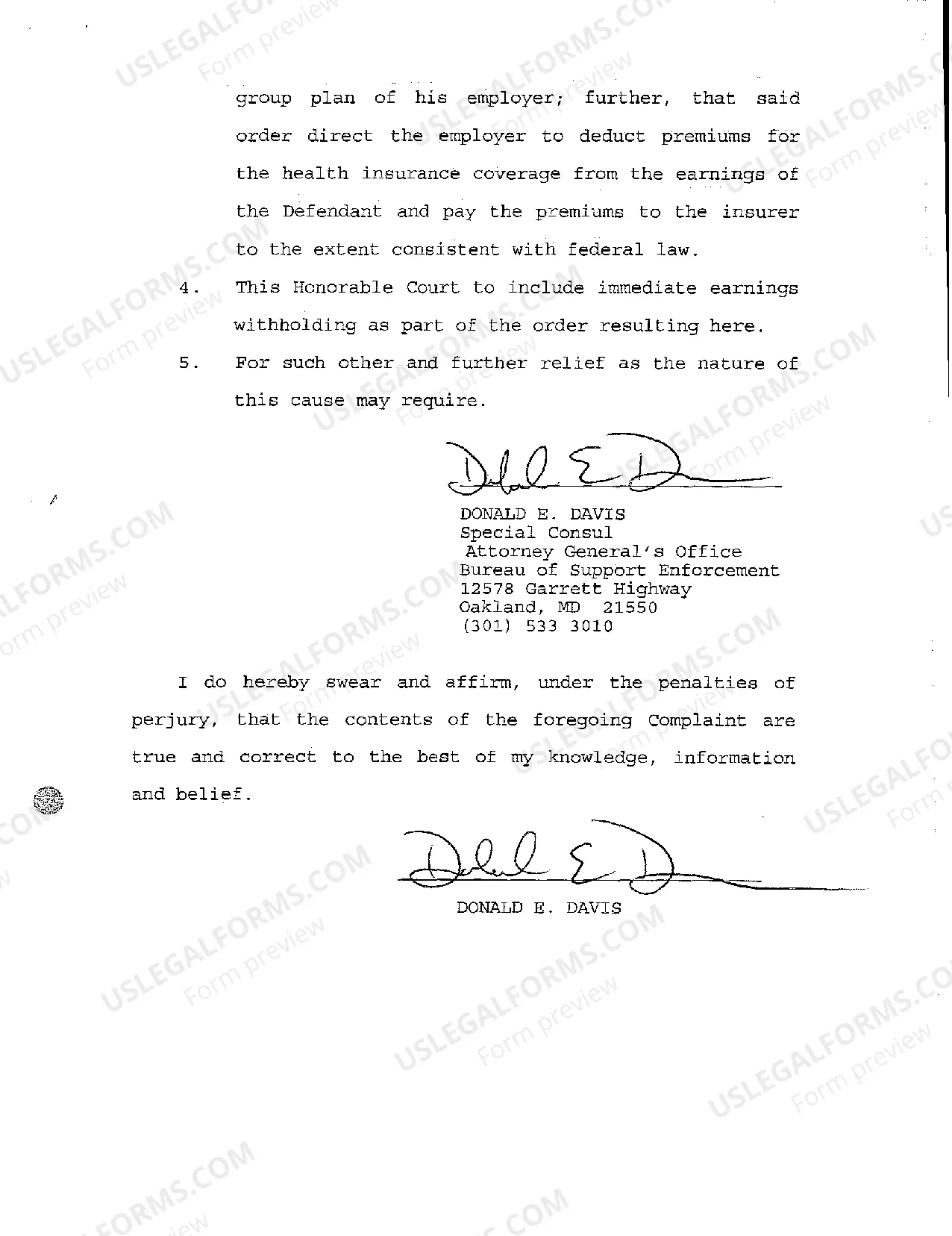 Preview A01 Complaint by Foster Parents Against Biological Father for Child Support and Health Insurance for Child 1