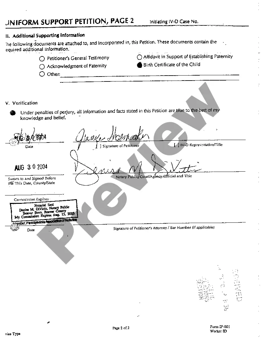 Preview A02 Uniform Support Petition regarding Child Support and Medical Coverage