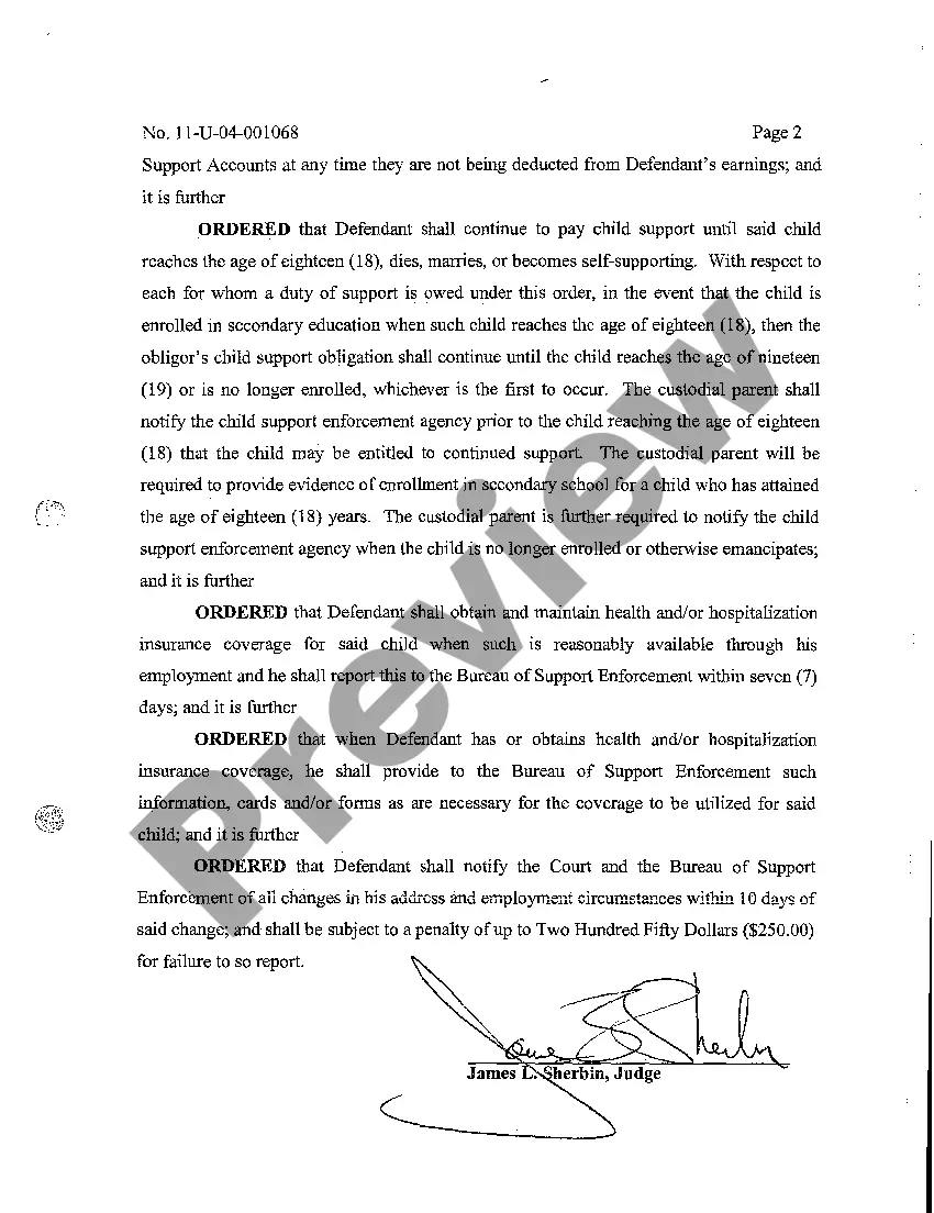 Preview A08 Order of Court Granting Support