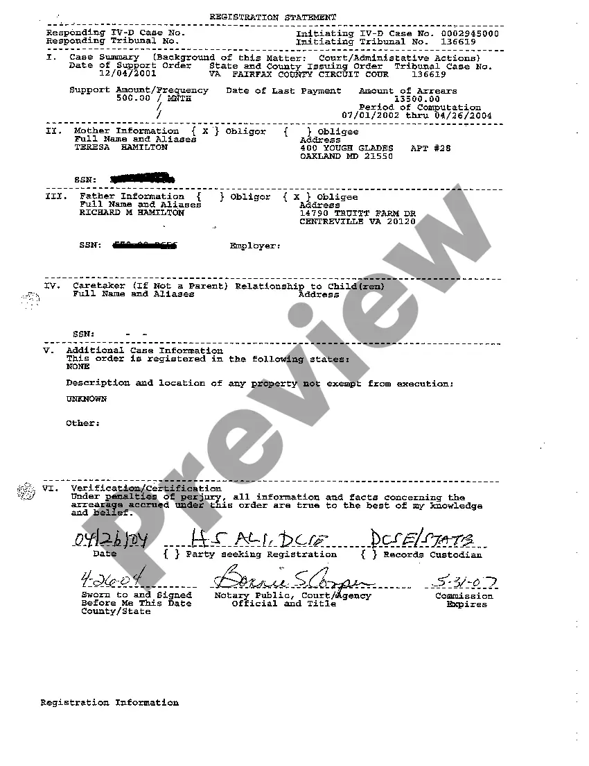 Preview A01 Child Support Enforcement Transmittal