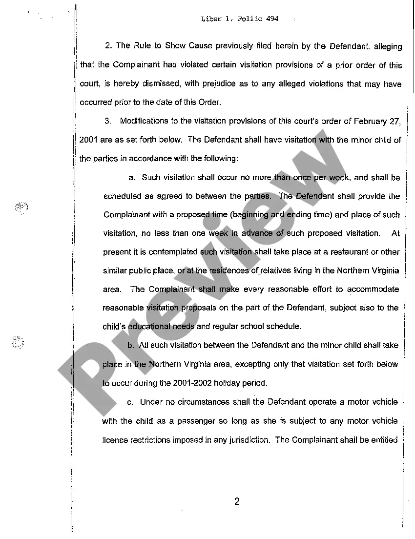 Preview A02 Order Compelling Defendant to Show Cause Re Child Support and Visitation