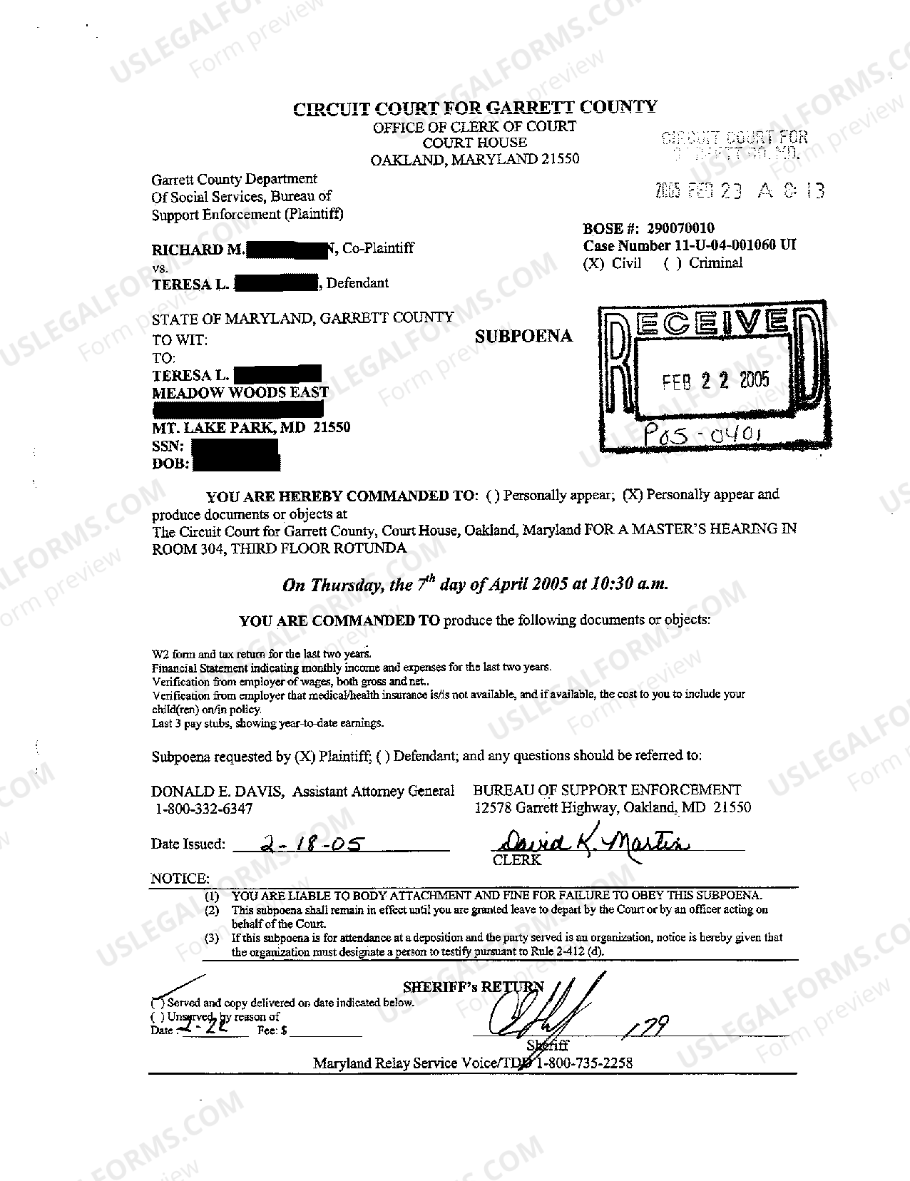 Maryland Order to Show Cause Why Defendant Should Not be Found in