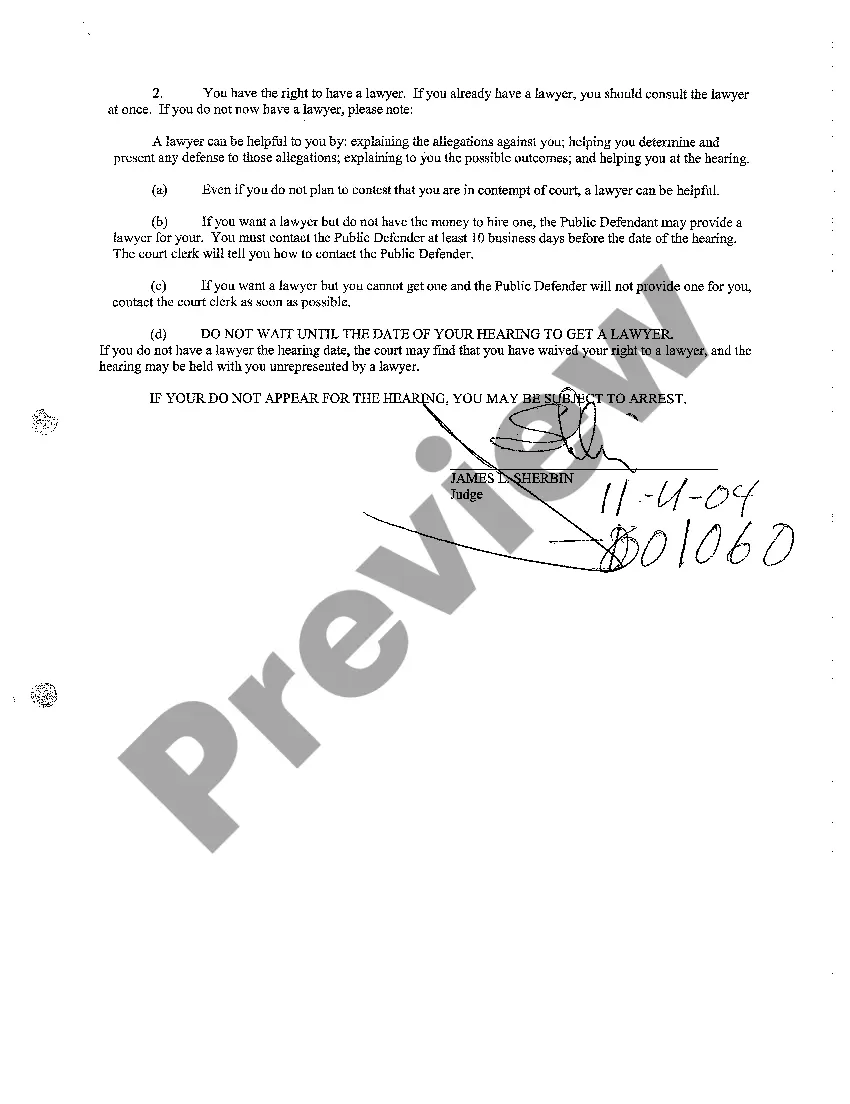 Get A05 Order to Show Cause Why Defendant Should Not be Found in Contempt Preview A05 Order to Show Cause Why Defendant Should Not be Found in Contempt