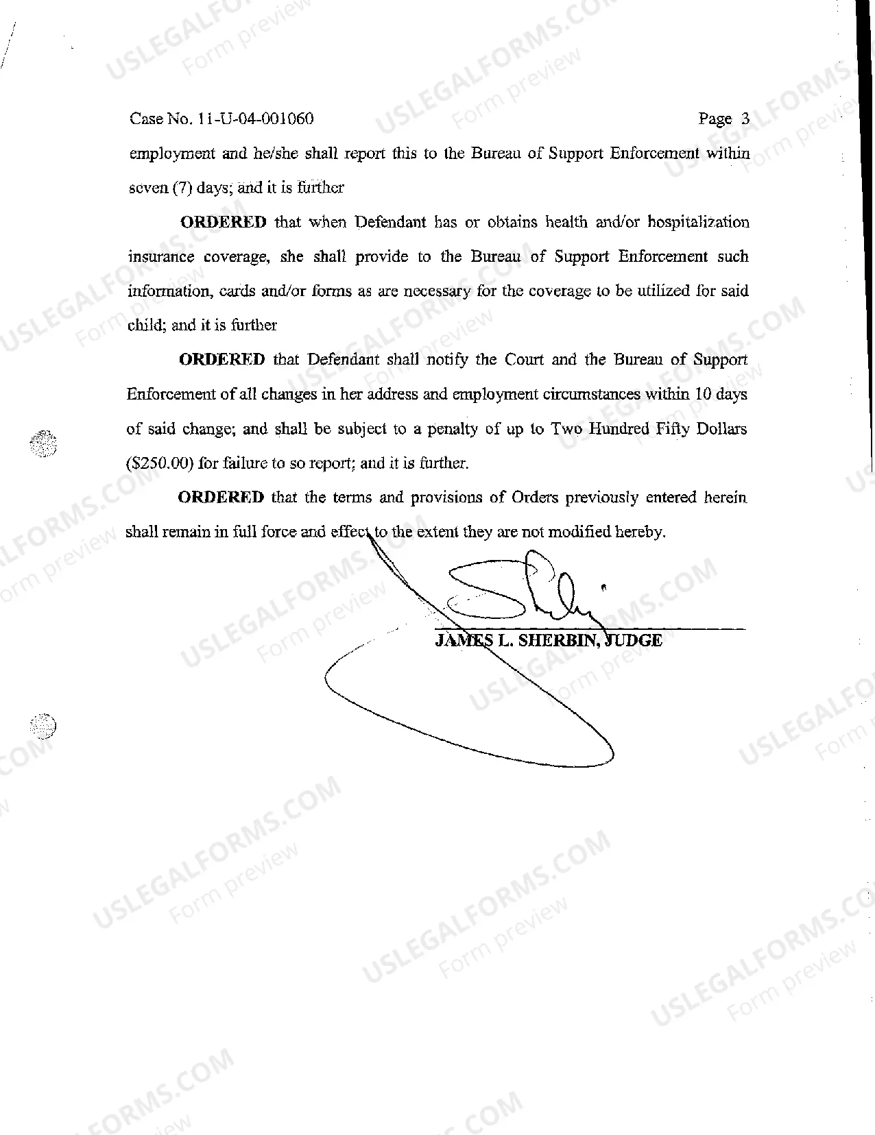 Preview A07 Order of Court Granting Petitioner's Request for Child Support