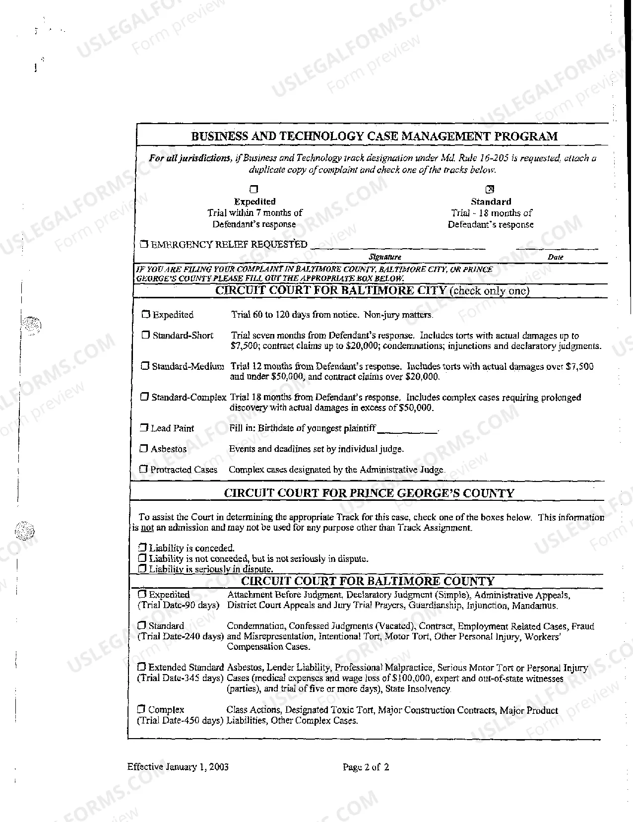 Preview A02 Civil - Non-Domestic Case Information Report