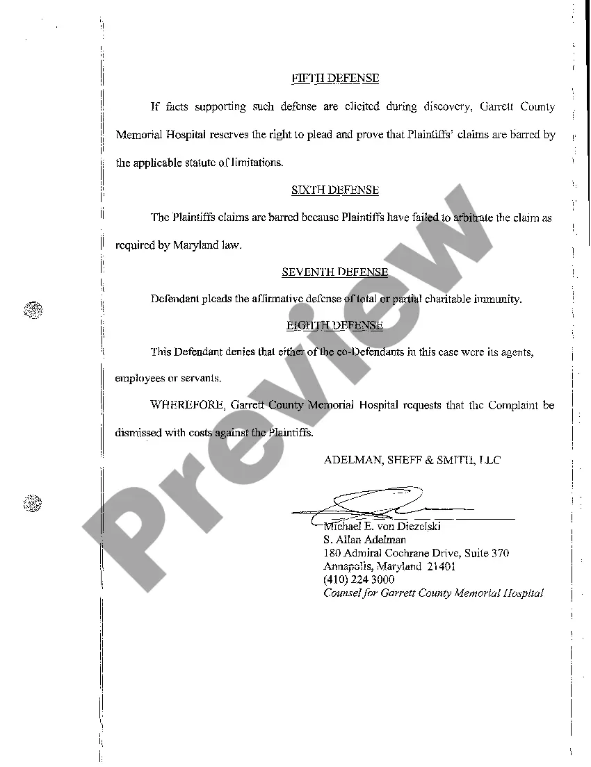 Preview A07 Answer to Complaint