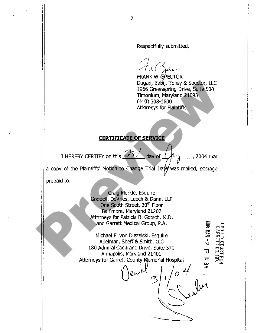 Preview A08 Motion to Change Trial Date