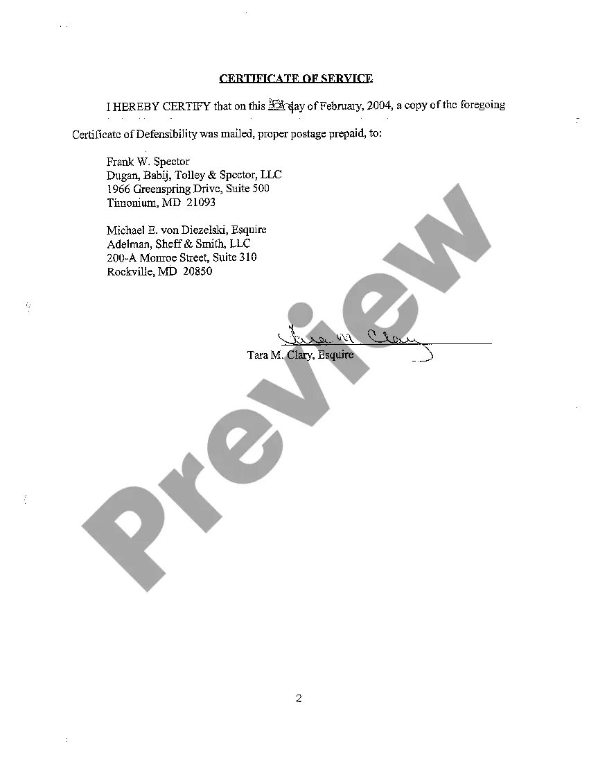 Preview A11 Certificate of Defensibility by Expert Physician