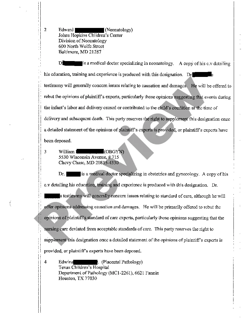 Get A15 Hospital's Preliminary Designation of Experts Preview A15 Hospital's Preliminary Designation of Experts