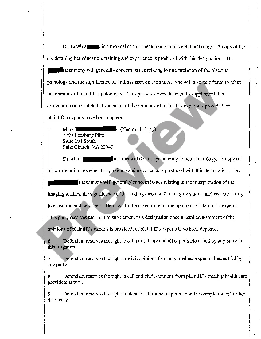 Get A15 Hospital's Preliminary Designation of Experts Preview A15 Hospital's Preliminary Designation of Experts