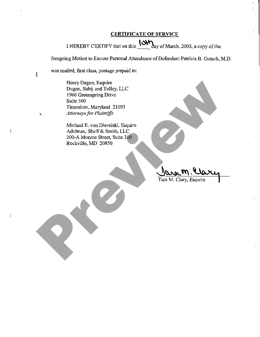 Get A21 Motion to Excuse Personal Attendance of Defendant Physician Preview A21 Motion to Excuse Personal Attendance of Defendant Physician
