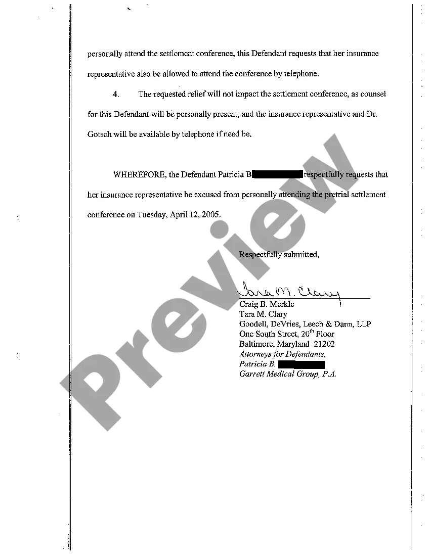 Get A23 Motion to Excuse Personal Attendance of Defendant Physician's Insurance Representative Preview A23 Motion to Excuse Personal Attendance of Defendant Physician's Insurance Representative