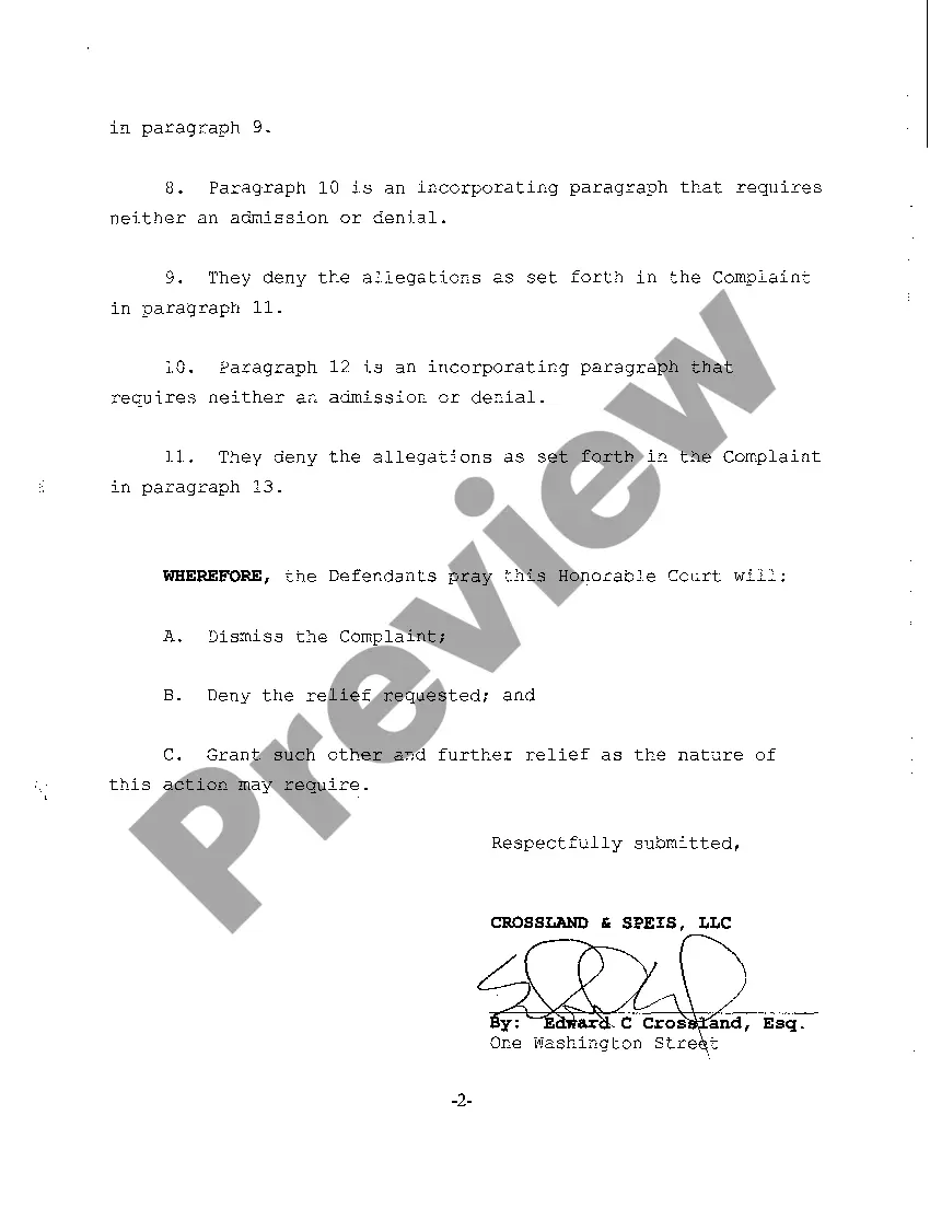 Preview A02 Answer to Complaint