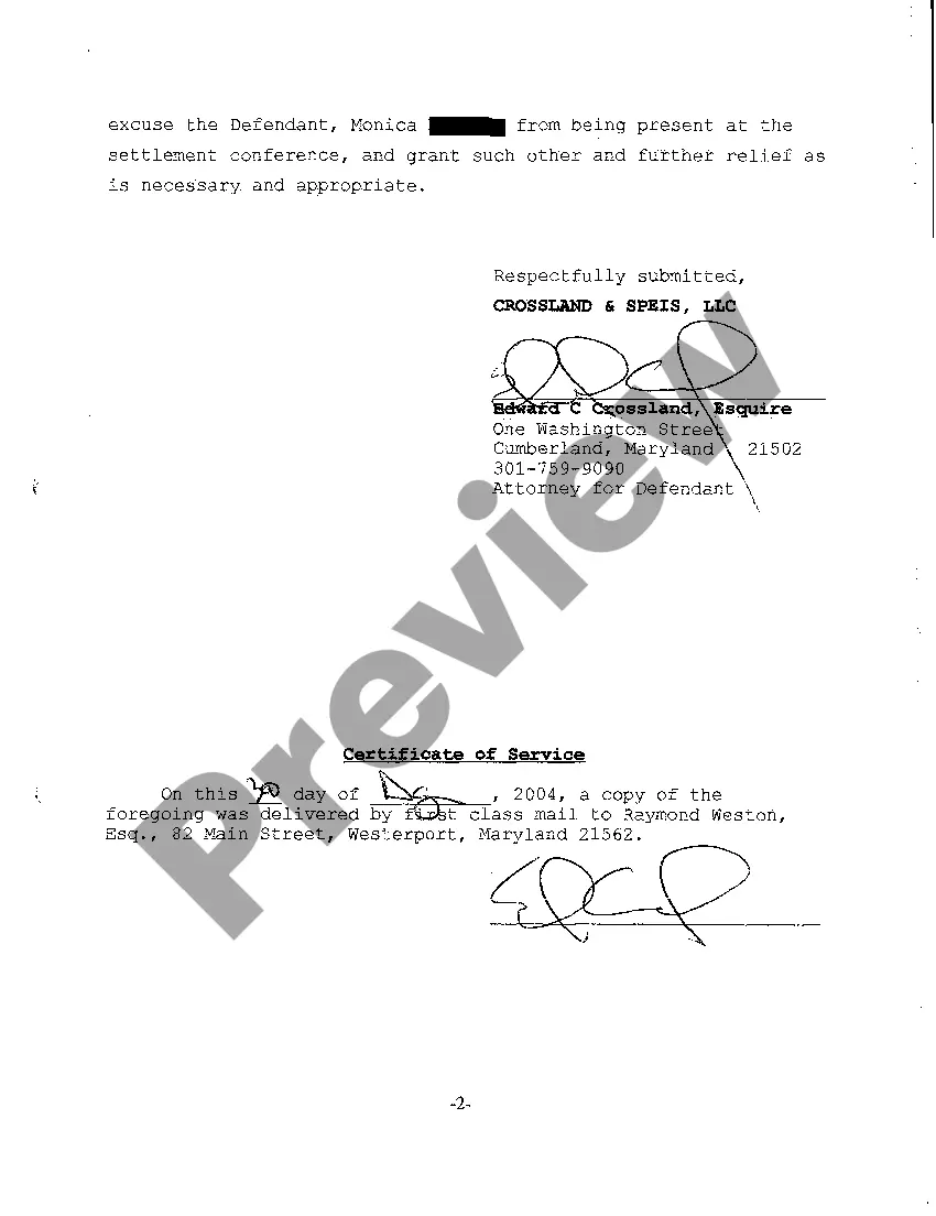 Preview A04 Motion to Waive Appearance of Co-Defendant at Settlement Conference