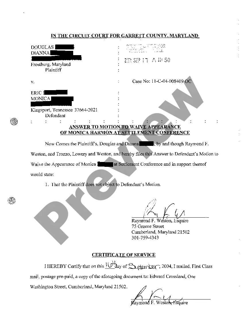 Preview A04 Motion to Waive Appearance of Co-Defendant at Settlement Conference