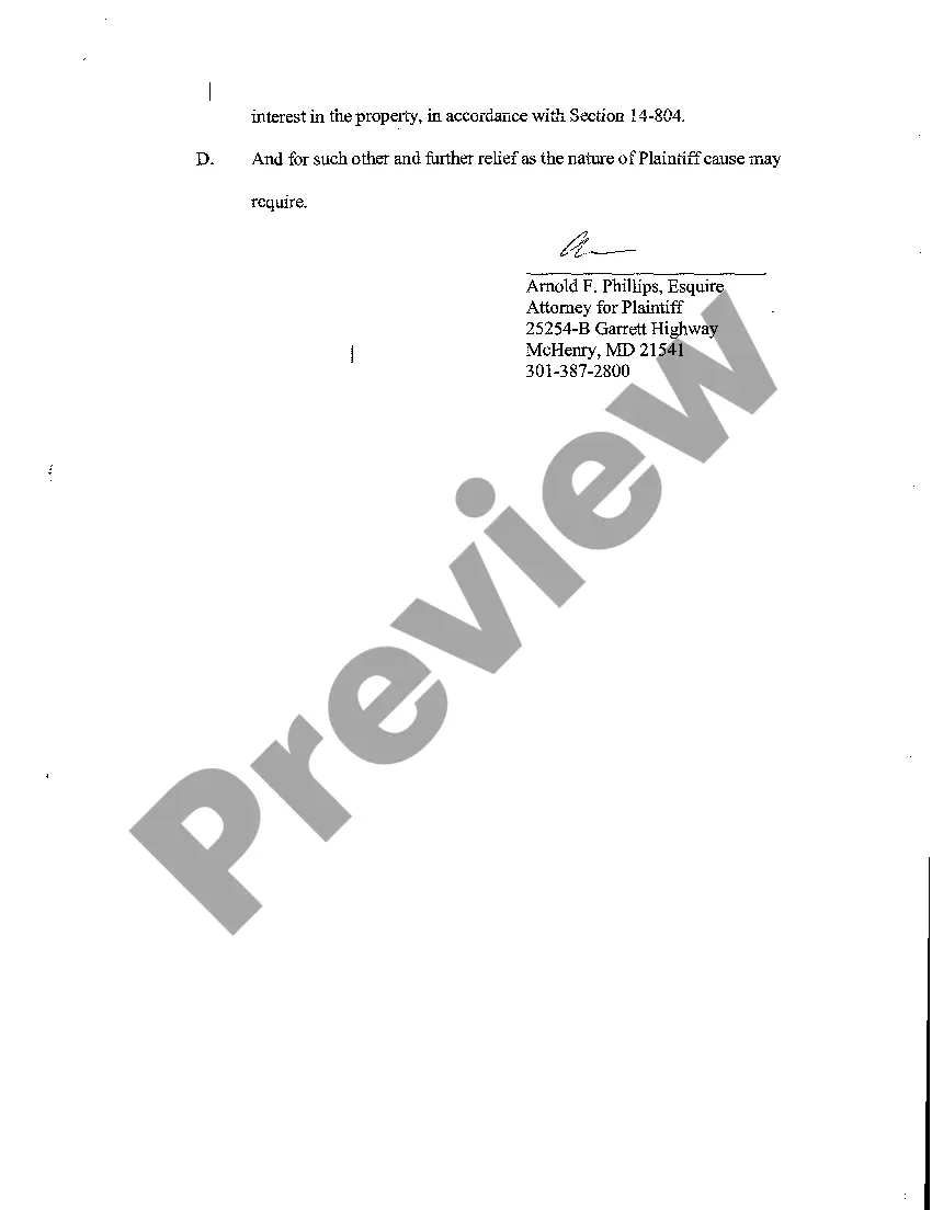 Preview A01 Complaint to Foreclosure Equity of Redemption Property Sold For Nonpayment of Taxes