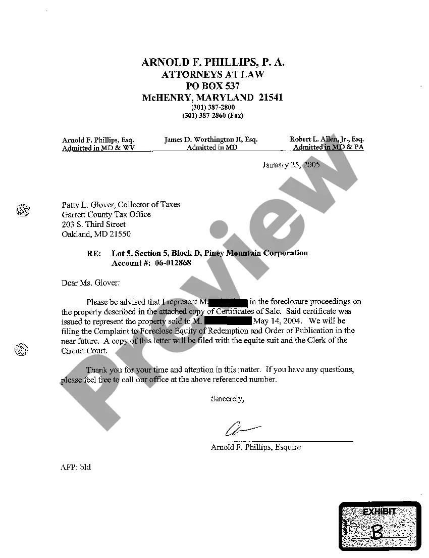 Preview A01 Complaint to Foreclosure Equity of Redemption Property Sold For Nonpayment of Taxes