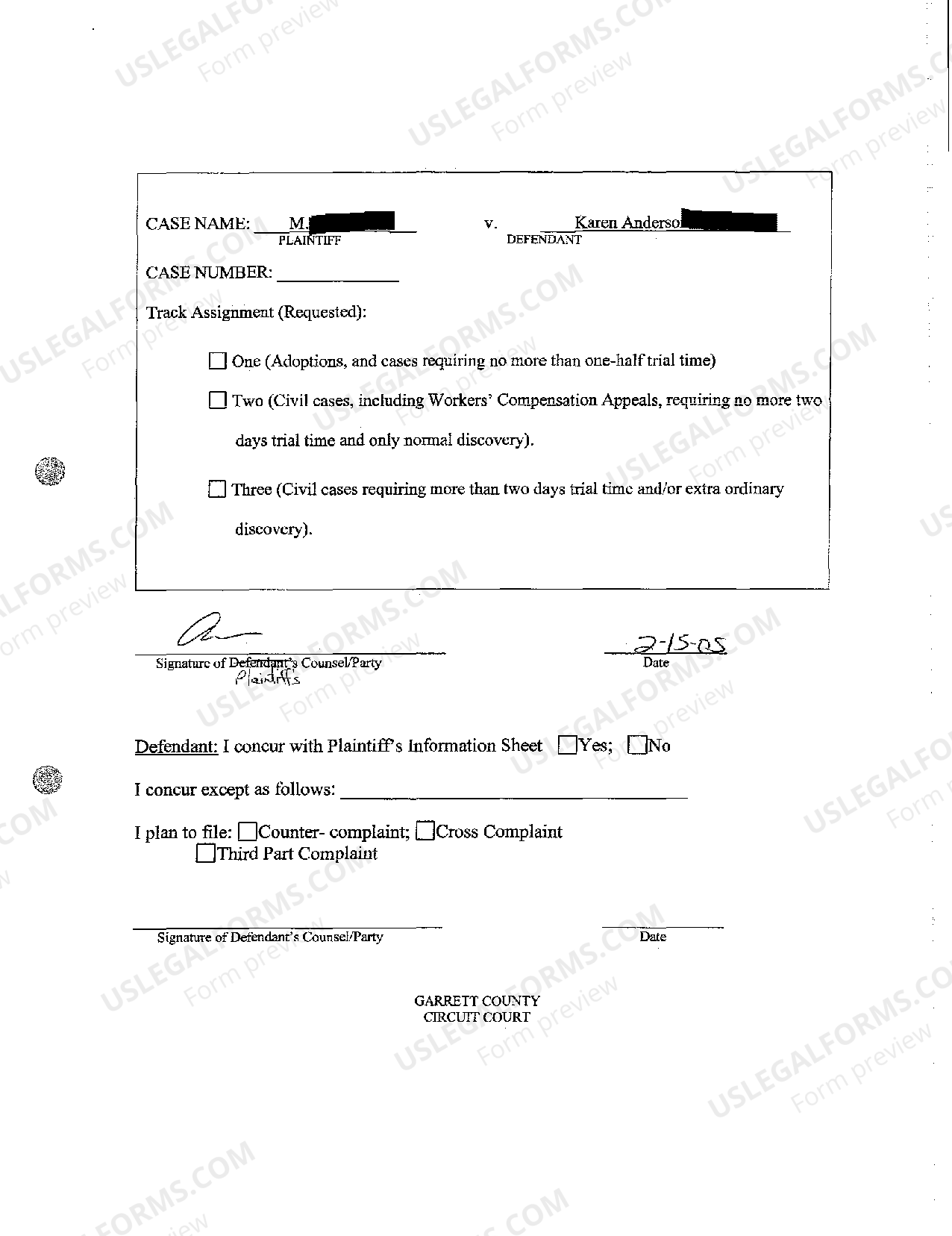 Maryland Civil Non Domestic Case Information Report Civil Non