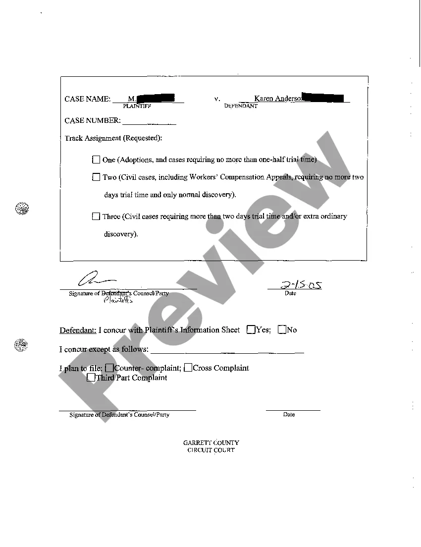 Preview A05 Civil Non Domestic Case Information Report